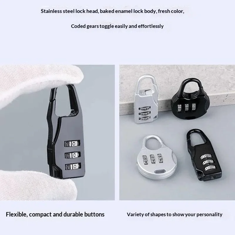 Juego de 6 candados de combinación para equipaje, mochila, taquilla de gimnasio, candado de seguridad de viaje con contraseña de 3 dígitos - Versión larga/Negro