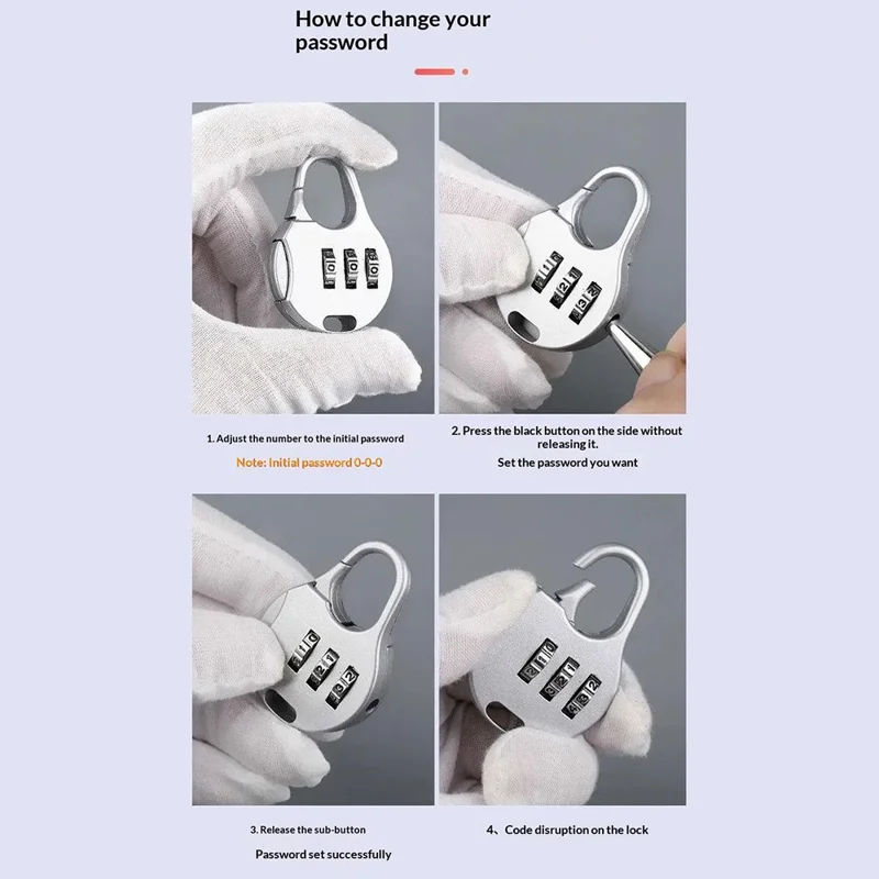 Juego de 6 candados de combinación para equipaje, mochila, taquilla de gimnasio, candado de seguridad de viaje con contraseña de 3 dígitos - Versión larga/Negro