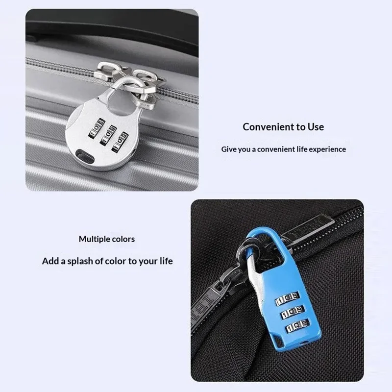 Juego de 6 candados de combinación para equipaje, mochila, taquilla de gimnasio, candado de seguridad de viaje con contraseña de 3 dígitos - Versión larga/Negro