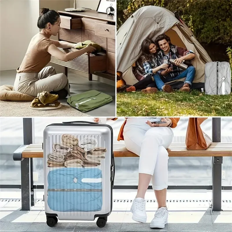 Travel Vacuum Storage Bag Space Saver Compression Pack Waterproof Airtight Clothes Organizer for Luggage - No Window / Black / 16L