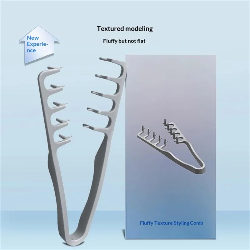 Högelastisk texturerad stylingkam i ABS för volym, fluffiga hårrotar och tinningstäckning för män och kvinnor - Grå