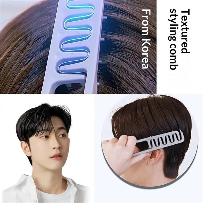 Högelastisk texturerad stylingkam i ABS för volym, fluffiga hårrotar och tinningstäckning för män och kvinnor - Grå