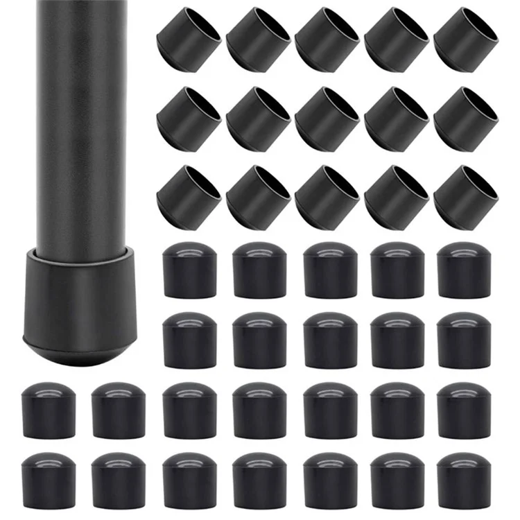 40Pcs 6mm Round Scratch Resistant PVC Furniture Leg Covers Non-Slip Chair Leg End Cap Cover Table Feet Cap Floor Protector Pads - Black