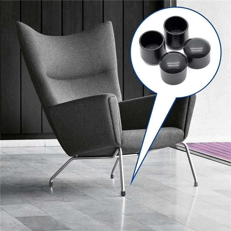 40Pcs 6mm Round Scratch Resistant PVC Furniture Leg Covers Non-Slip Chair Leg End Cap Cover Table Feet Cap Floor Protector Pads - Black