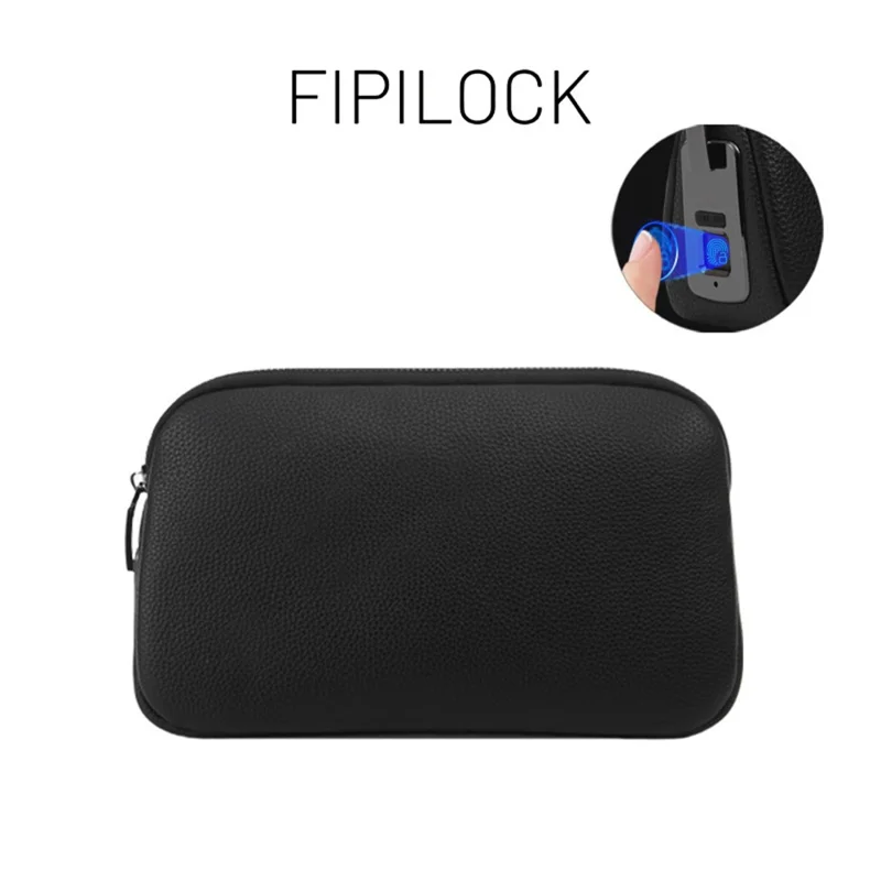 Inteligentna torebka zabezpieczona odciskiem palca, przenośny organizer z blokadą biometryczną - Czarny