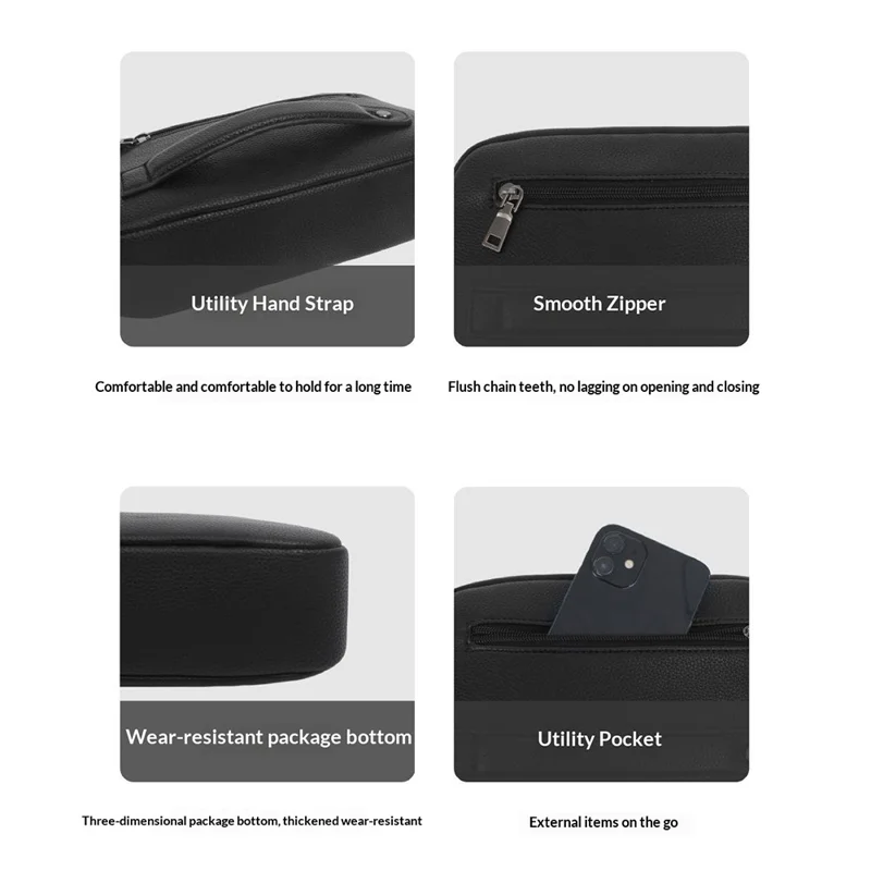 Inteligentna torebka zabezpieczona odciskiem palca, przenośny organizer z blokadą biometryczną - Czarny