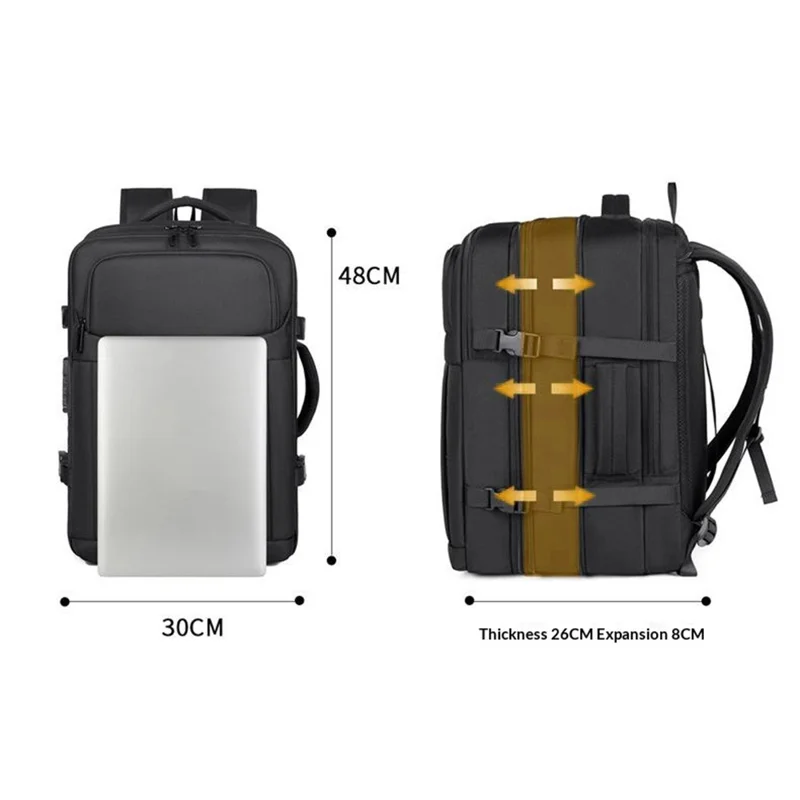 Vakuumkompressions-Rucksack mit TSA-Schloss, wasserdichter Oxford-Tuch-Reise- und Laptop-Shoulderbag mit Luftpumpe - K03
