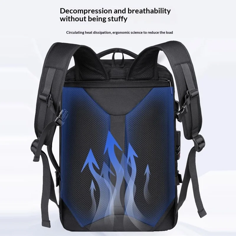 Vakuumkompressions-Rucksack mit TSA-Schloss, wasserdichter Oxford-Tuch-Reise- und Laptop-Shoulderbag mit Luftpumpe - K03