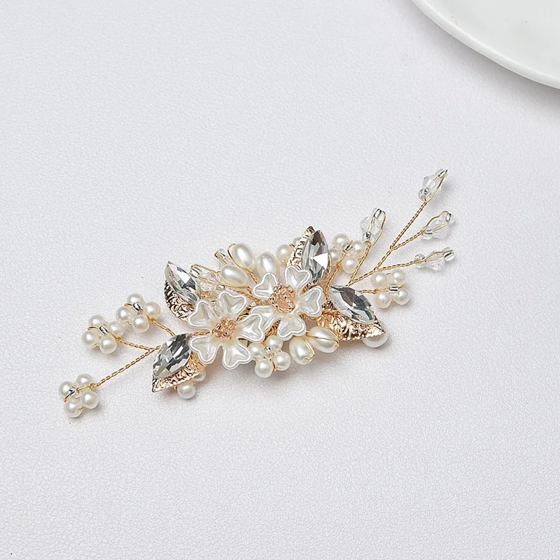 2 PCS Bridal Shoe Clips Wedding Removable Flower Accessories DIY Pearl Rhinestones Decorative Clips