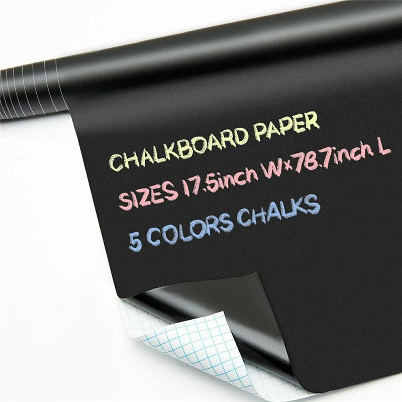 Autocolante de Parede Quadro de Giz Autocolante 45 x 200 cm PVC Impermeável Reutilizável - Preto