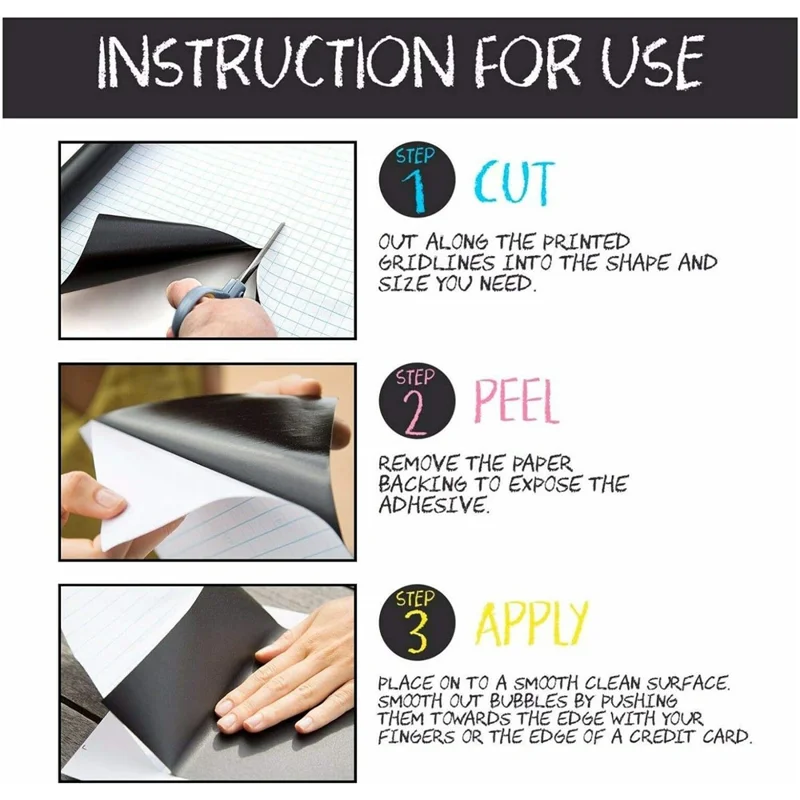 Autocolante de Parede Quadro de Giz Autocolante 45 x 200 cm PVC Impermeável Reutilizável - Preto