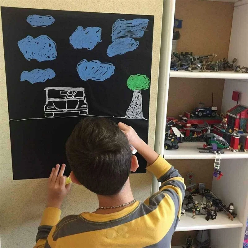 Autocolante de Parede Quadro de Giz Autocolante 45 x 200 cm PVC Impermeável Reutilizável - Preto