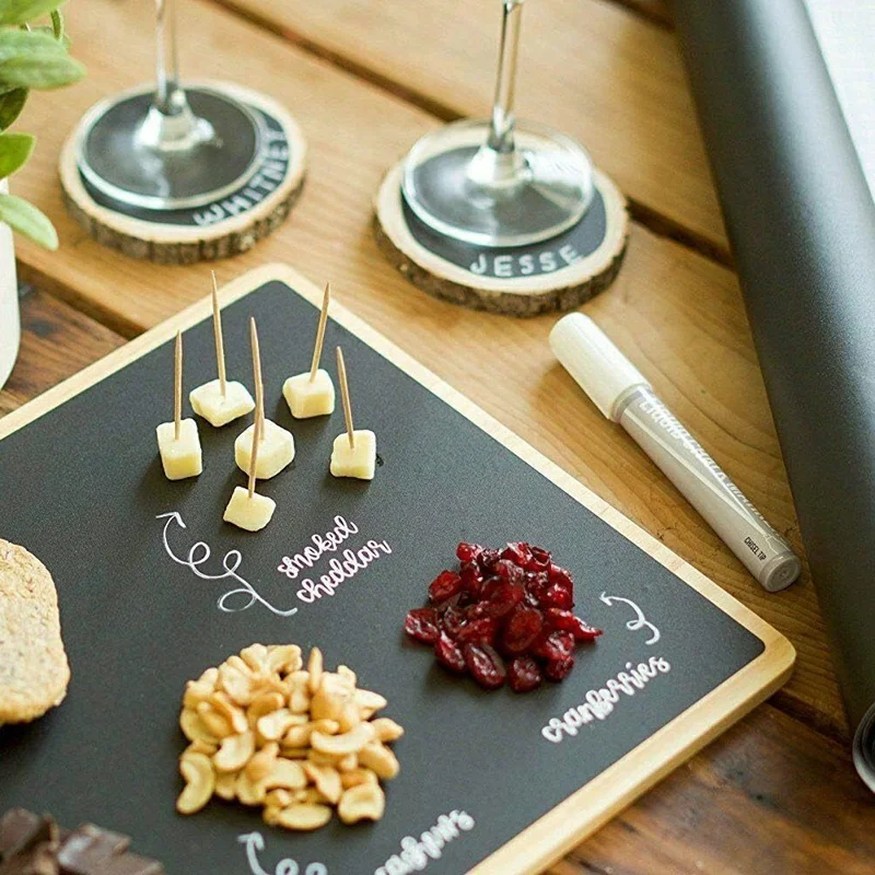 Autocolante de Parede Quadro de Giz Autocolante 45 x 200 cm PVC Impermeável Reutilizável - Preto