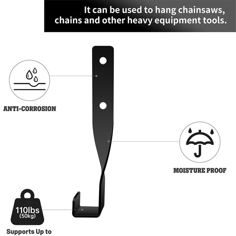 4 Unidades de Cabide de Armazenamento Pesado para Motosserra, Suporte de Parede para Ferramentas de Garagem - Preto