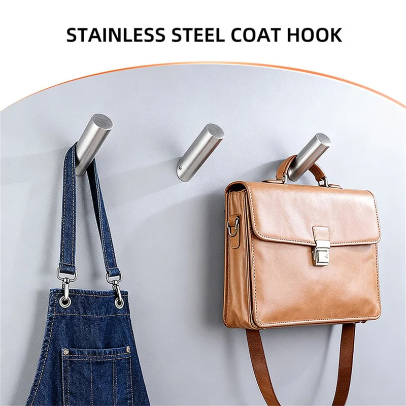 Patère murale en acier inoxydable, crochet simple, porte-serviettes de salle de bains, porte-manteau - Argent