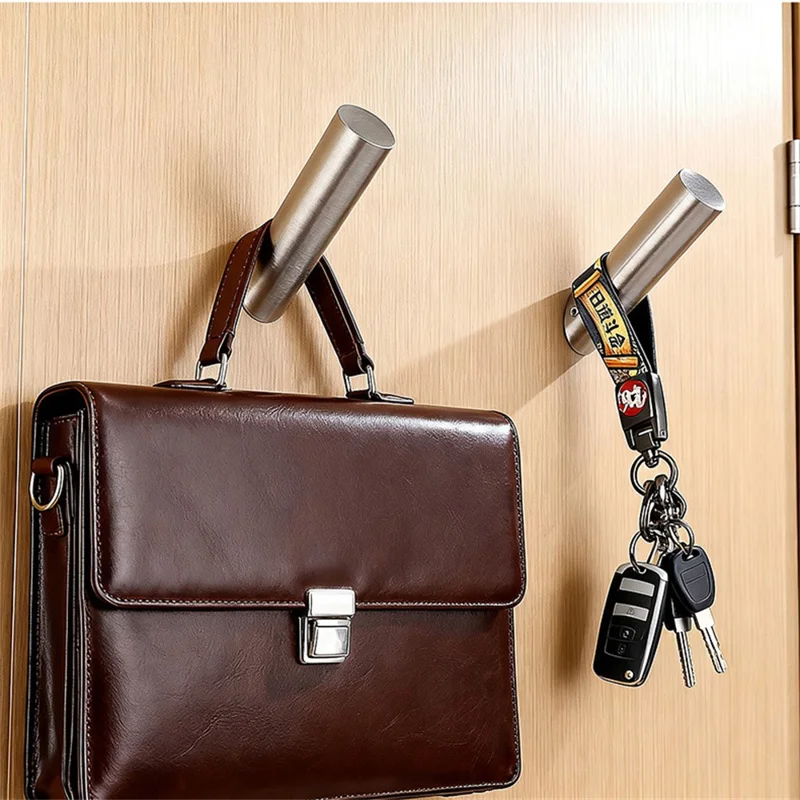 Patère murale en acier inoxydable, crochet simple, porte-serviettes de salle de bains, porte-manteau - Argent