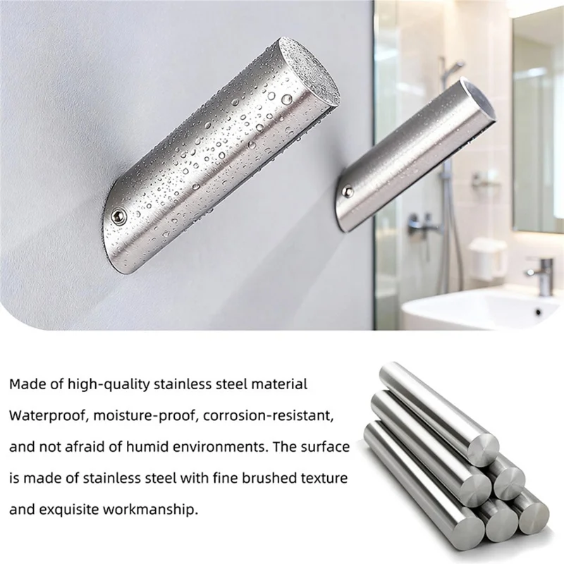 Patère murale en acier inoxydable, crochet simple, porte-serviettes de salle de bains, porte-manteau - Argent