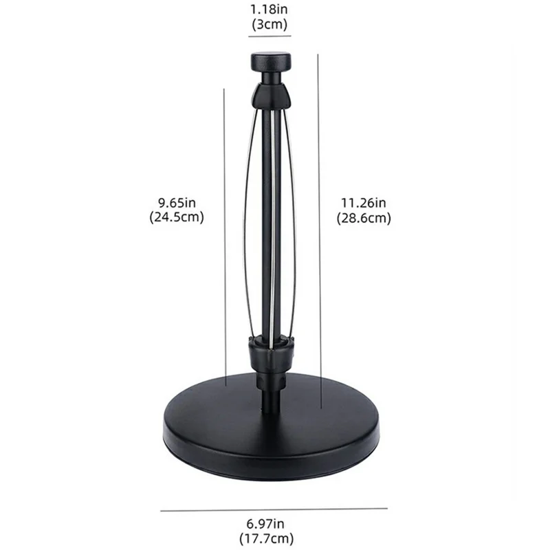 Support de Rouleau de Papier Essuie-Tout en Acier Inoxydable pour Comptoir de Cuisine avec Amortisseur - Noir