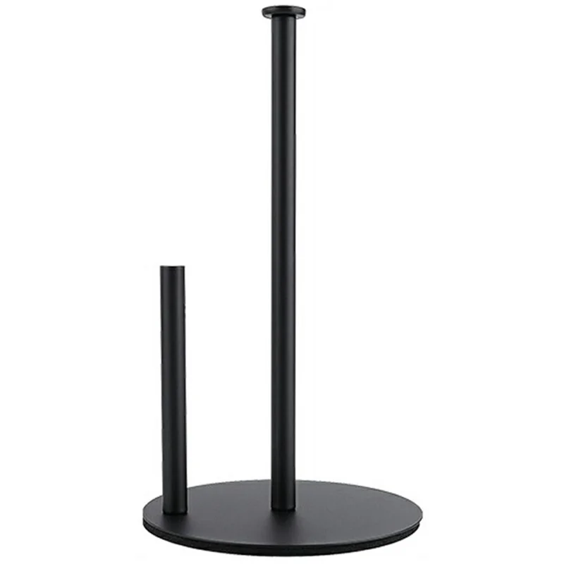 Support pour rouleau de papier de cuisine en acier inoxydable, support de rangement de mouchoirs sur bureau pour essuie-tout - Noir