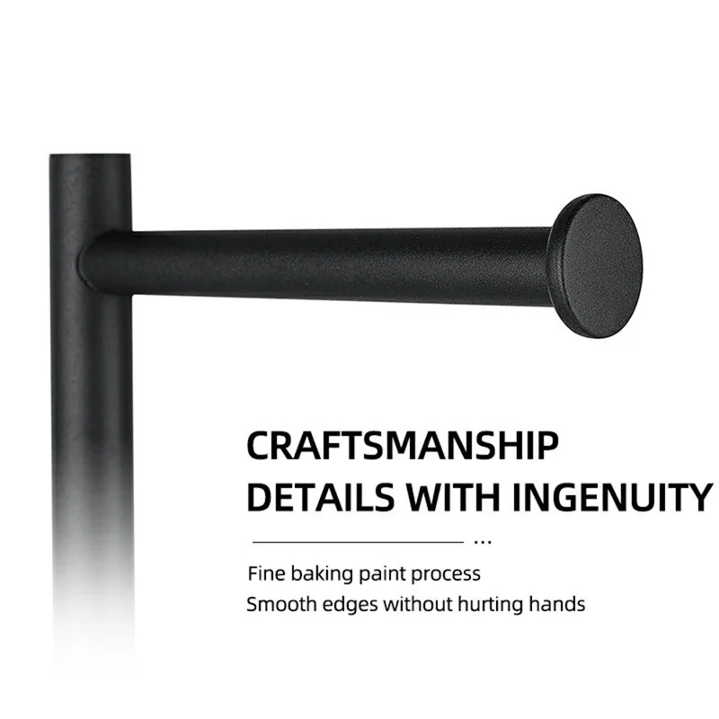 Stainless Steel Toilet Paper Holder Bathroom Floor Standing Suction Cup Toilet Stand - Black