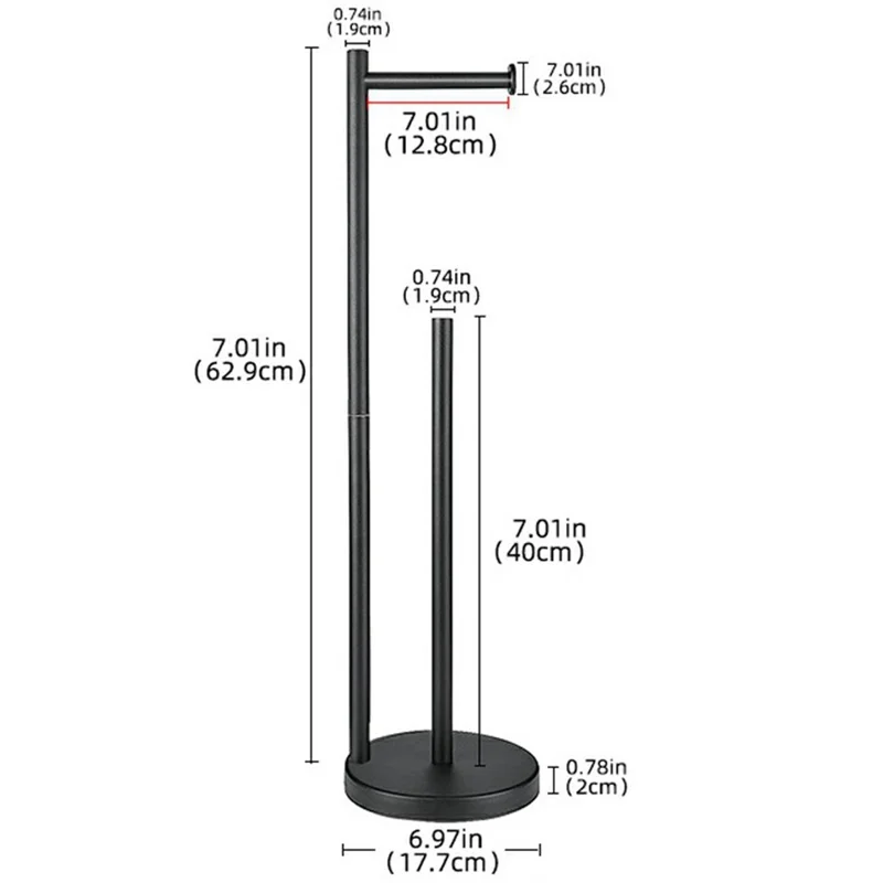 Stainless Steel Toilet Paper Holder Bathroom Floor Standing Suction Cup Toilet Stand - Black