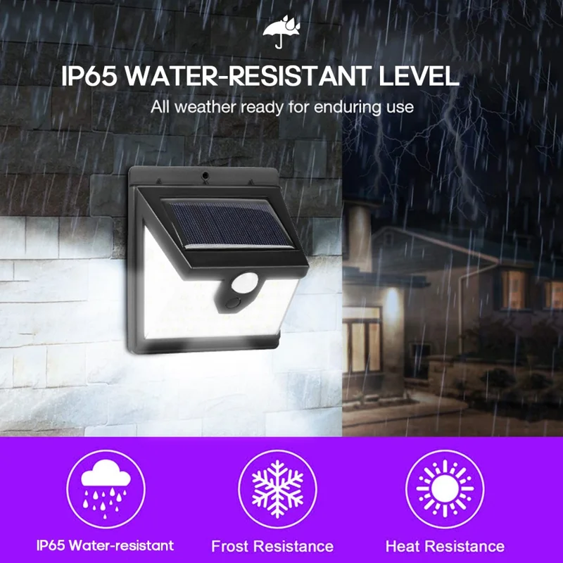 40-LED Solar Powered Motion Sensor Wall Light IP65 Waterproof Outdoor Garden Yard Lamp