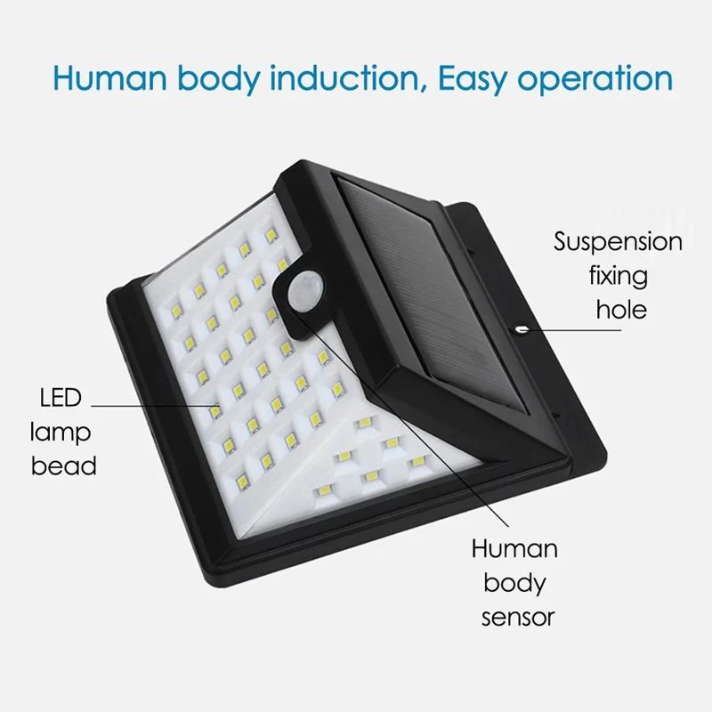 40-LED Solar Powered Motion Sensor Wall Light IP65 Waterproof Outdoor Garden Yard Lamp