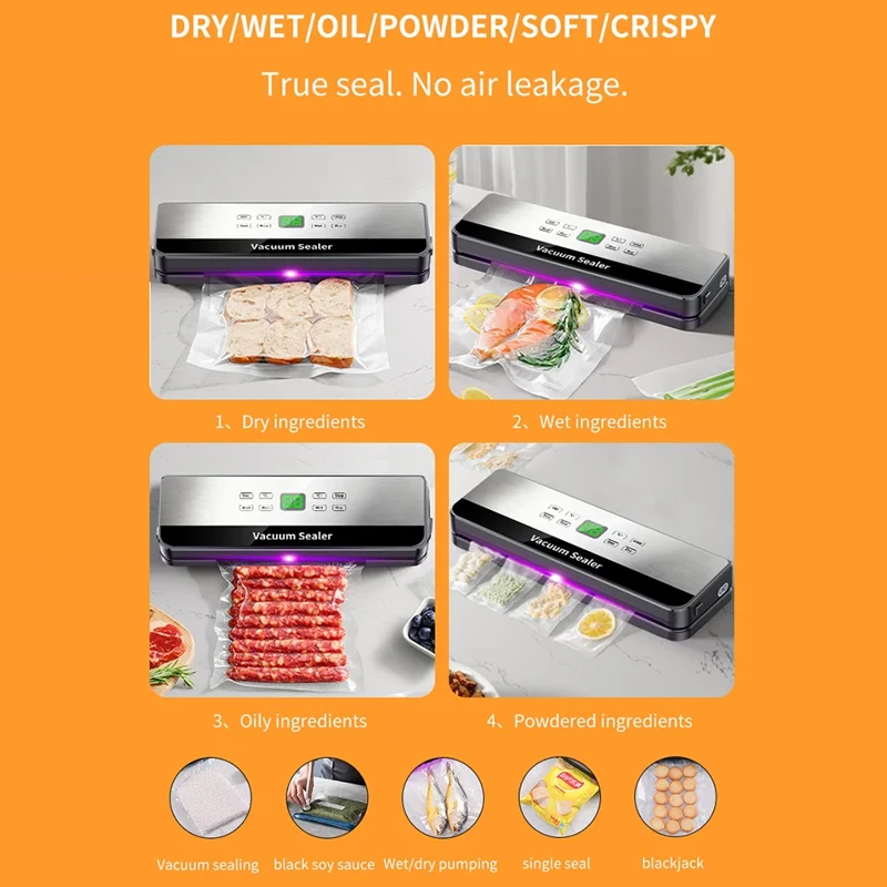 813 Temperature Control Vacuum Sealer Dry / Wet Dual Use Food Sealing Machine with 10 Vacuum Bags - EU Plug