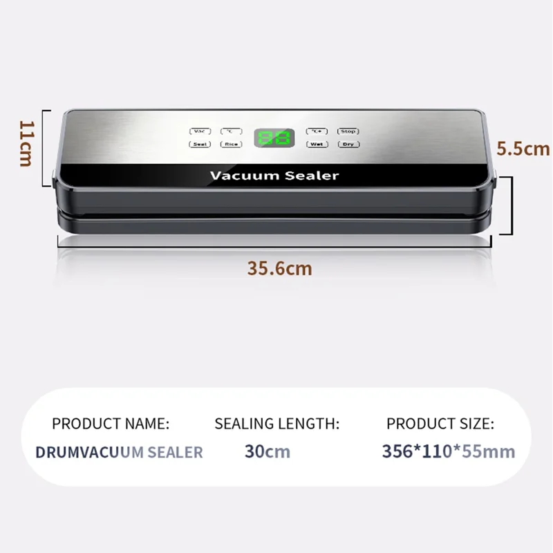 813 Temperature Control Vacuum Sealer Dry / Wet Dual Use Food Sealing Machine with 10 Vacuum Bags - EU Plug