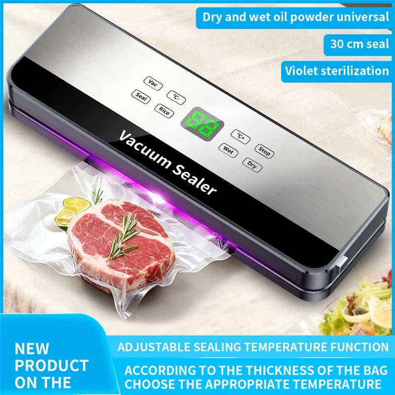 813 Temperature Control Vacuum Sealer Dry / Wet Dual Use Food Sealing Machine with 10 Vacuum Bags - EU Plug