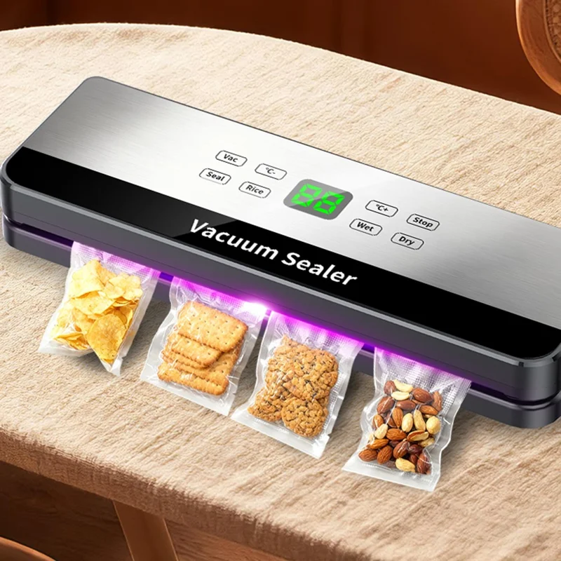 813 Temperature Control Vacuum Sealer Dry / Wet Dual Use Food Sealing Machine with 10 Vacuum Bags - EU Plug