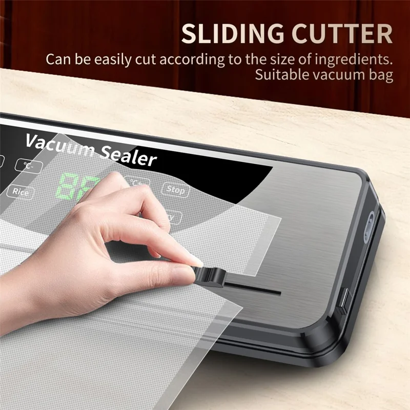 811 Dry / Wet Dual Use Electric Vacuum Sealer Temperature Control Food Packing Machine with 10 Vacuum Bags - EU Plug