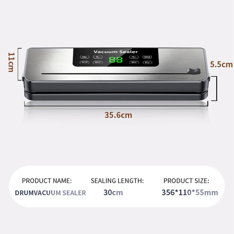 819 Вакуумный упаковочный аппарат с регулировкой температуры, УФ-стерилизацией, комплект из 10 пакетов для вакуумной упаковки - ЕС вилка