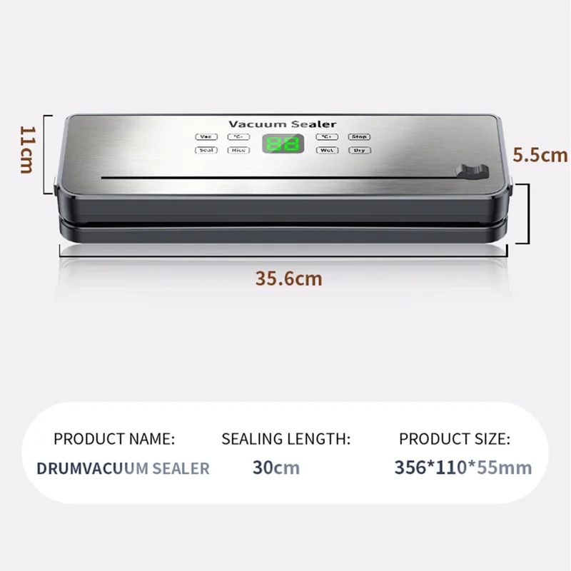 818 Многофункциональный вакуумный упаковщик, машина для упаковки продуктов, сухое и влажное использование, запечатывающее устройство с 10 вакуумными пакетами - штекер ЕС