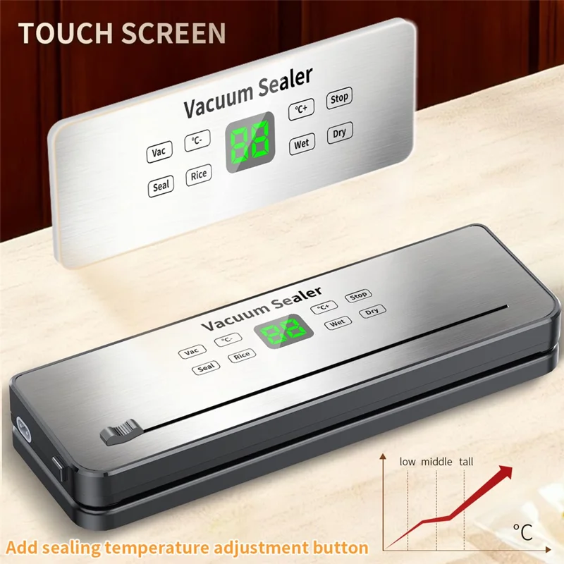 818 Многофункциональный вакуумный упаковщик, машина для упаковки продуктов, сухое и влажное использование, запечатывающее устройство с 10 вакуумными пакетами - штекер ЕС