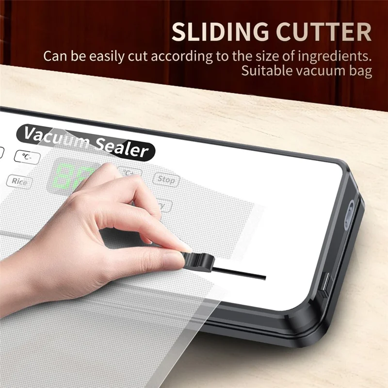 815 Electric Food Vacuum Sealer Temperature Control Dry / Wet Dual Use Sealing Machine with 10 Vacuum Bags - EU Plug