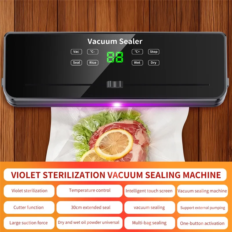 812 Многофункциональный вакуумный упаковщик для продуктов с 10 вакуумными пакетами, сухой и влажный режим, вакуумный упаковочный аппарат — вилка стандарта ЕС