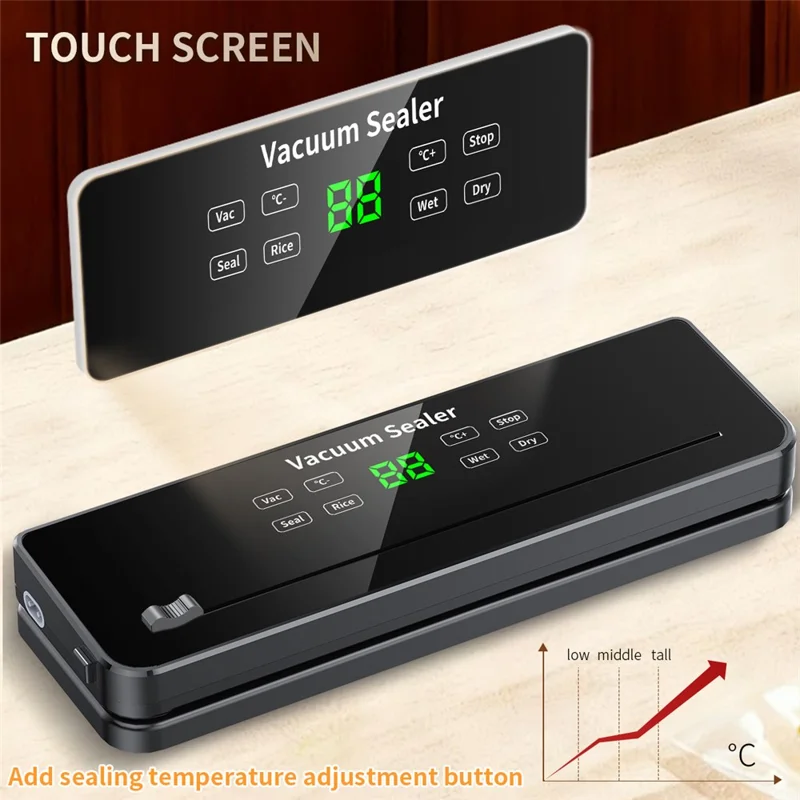 812 Многофункциональный вакуумный упаковщик для продуктов с 10 вакуумными пакетами, сухой и влажный режим, вакуумный упаковочный аппарат — вилка стандарта ЕС