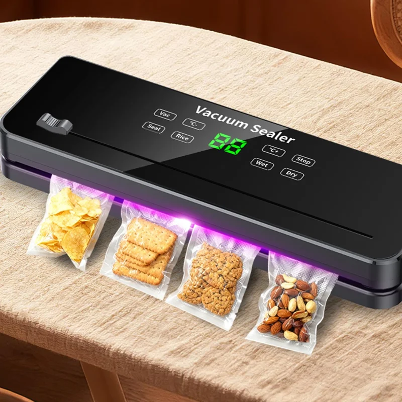 812 Многофункциональный вакуумный упаковщик для продуктов с 10 вакуумными пакетами, сухой и влажный режим, вакуумный упаковочный аппарат — вилка стандарта ЕС