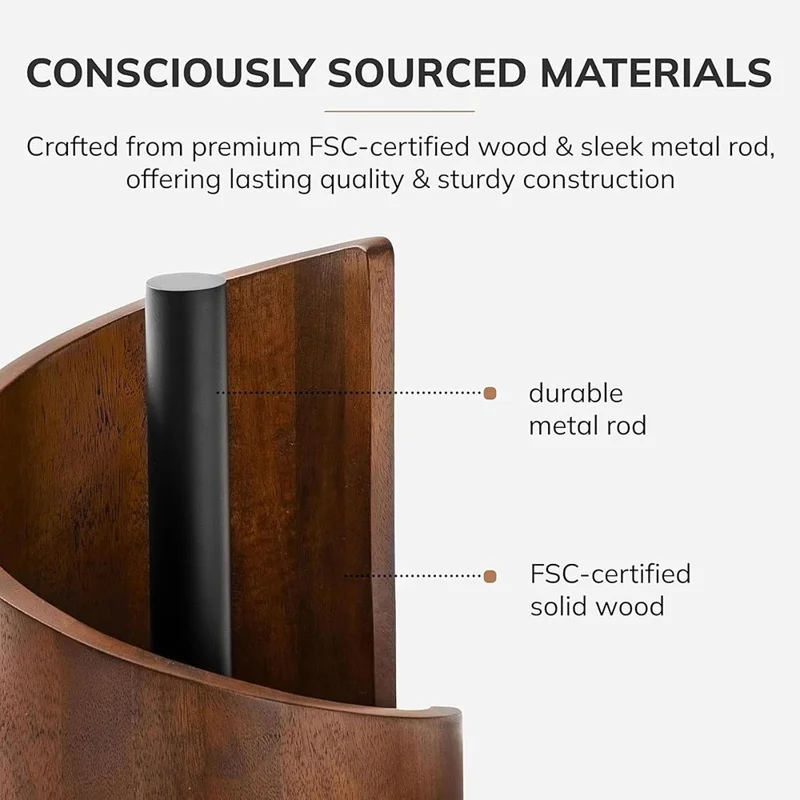 Desktop Wooden Paper Towel Holder Roll Paper Organizer Box  Home Office Decoration - Wood Color