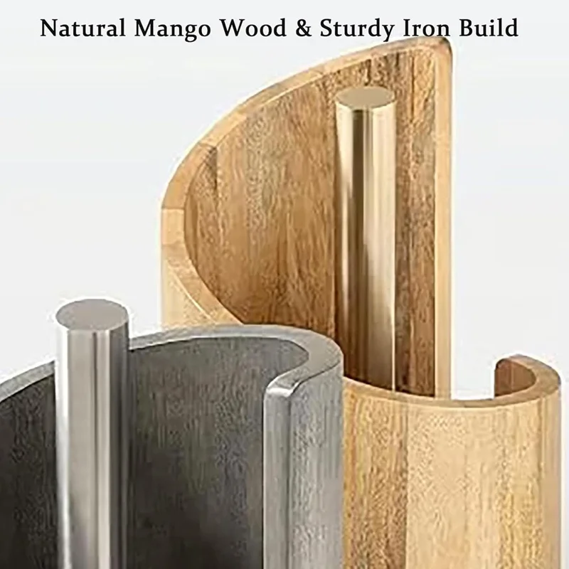 Desktop Wooden Paper Towel Holder Roll Paper Organizer Box  Home Office Decoration - Wood Color