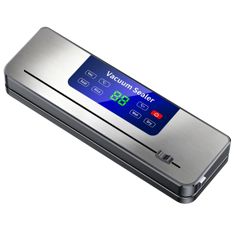 827 Machine à sceller sous vide rechargeable USB, machine à sceller les aliments de cuisine avec 10 sacs texturés (version anglaise) - Saphir