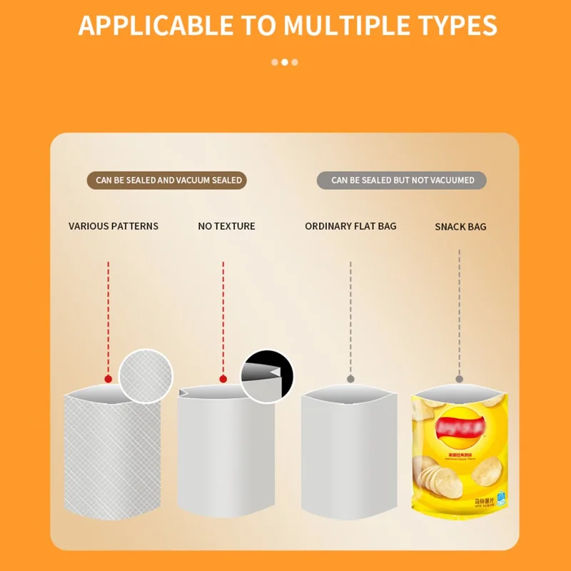 827 Machine à sceller sous vide rechargeable USB, machine à sceller les aliments de cuisine avec 10 sacs texturés (version anglaise) - Saphir