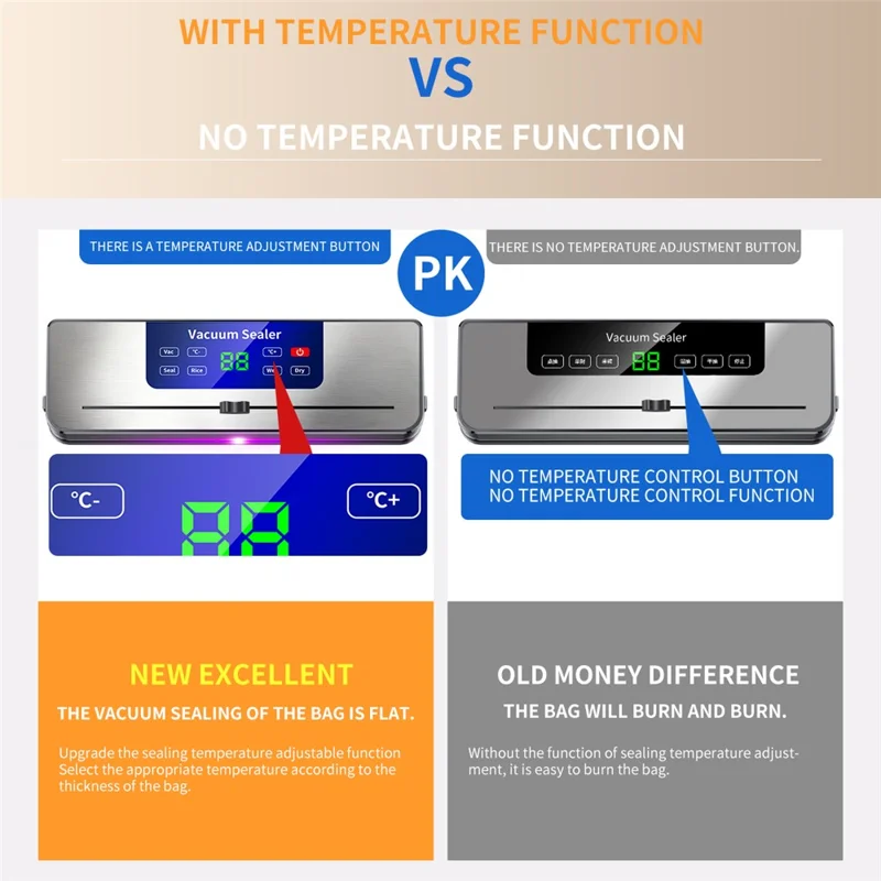 827 Machine à sceller sous vide rechargeable USB, machine à sceller les aliments de cuisine avec 10 sacs texturés (version anglaise) - Saphir