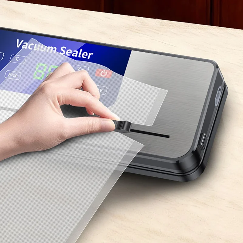 827 Machine à sceller sous vide rechargeable USB, machine à sceller les aliments de cuisine avec 10 sacs texturés (version anglaise) - Saphir