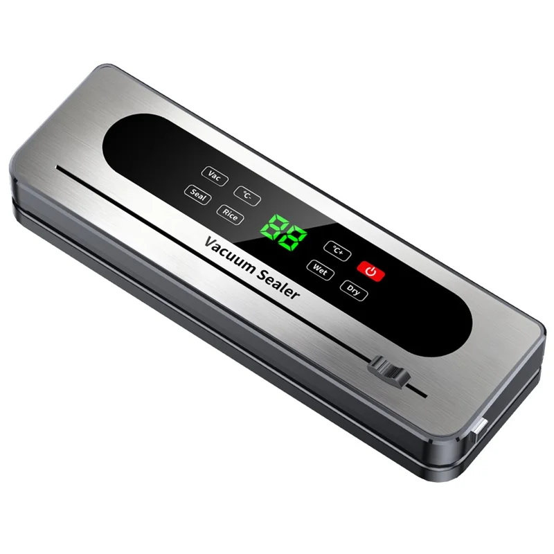 Scelleuse sous vide électrique 826, machine d'emballage avec bouton tactile pour rangement des aliments avec 10 sacs texturés (version anglaise) - Gris foncé