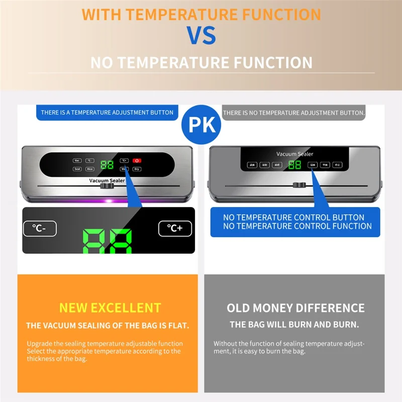 Scelleuse sous vide électrique 826, machine d'emballage avec bouton tactile pour rangement des aliments avec 10 sacs texturés (version anglaise) - Gris foncé
