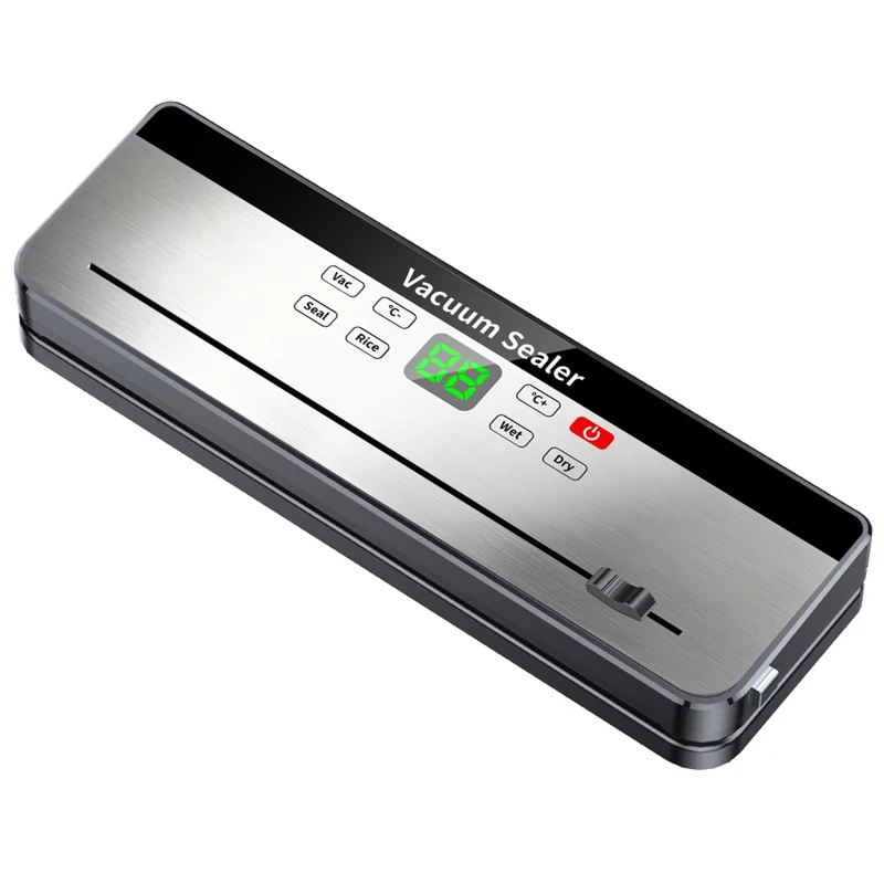 828 Перезаряжаемый вакуумный упаковщик для кухни, запечатыватель для продуктов с 10 текстурированными пакетами (английская версия) — тёмно-серый