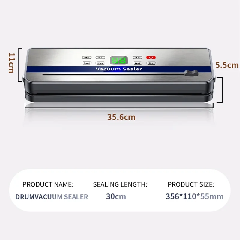 829 Rechargeable Vacuum Sealer Portable Food Sealer Kitchen Preservation Device with 10 Textured Bags (English Version) - Dark Grey