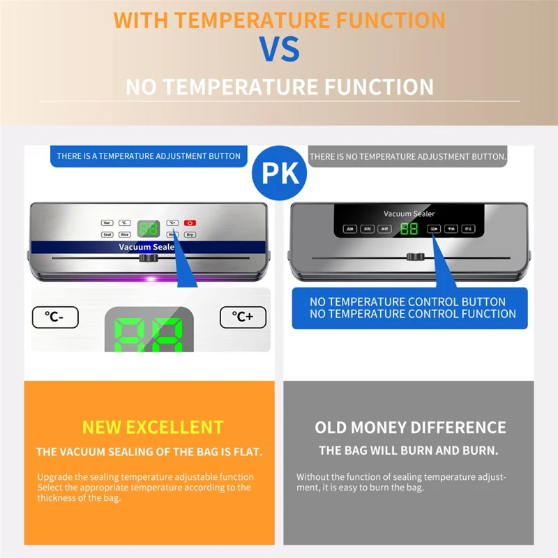 829 Rechargeable Vacuum Sealer Portable Food Sealer Kitchen Preservation Device with 10 Textured Bags (English Version) - Dark Grey